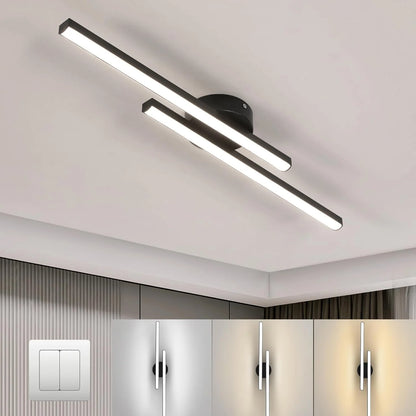 LED Ceiling Light Double Linear Semi-Flush Mount Selectable Light Settings