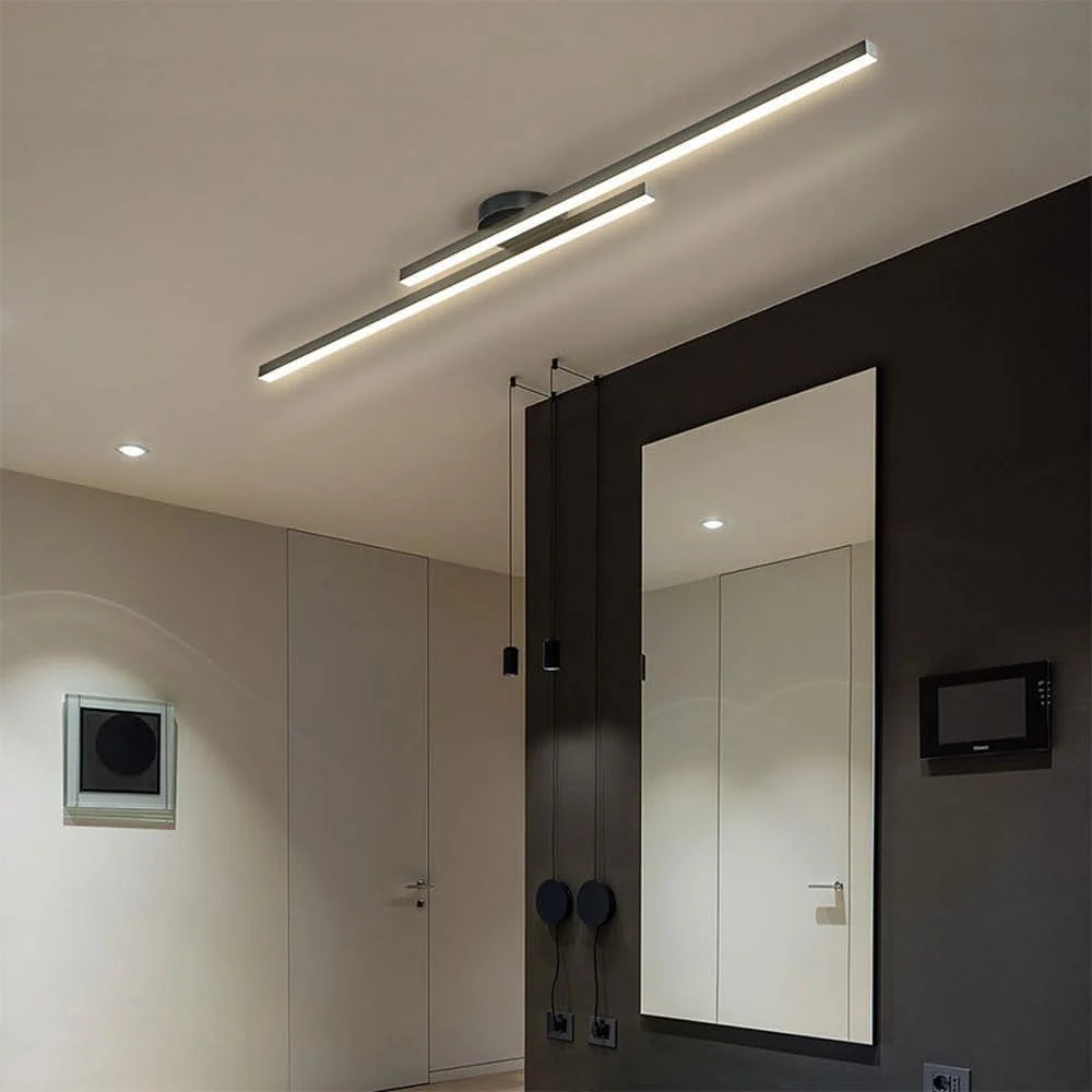 LED Ceiling Light Double Linear Semi-Flush Mount Selectable Light Settings