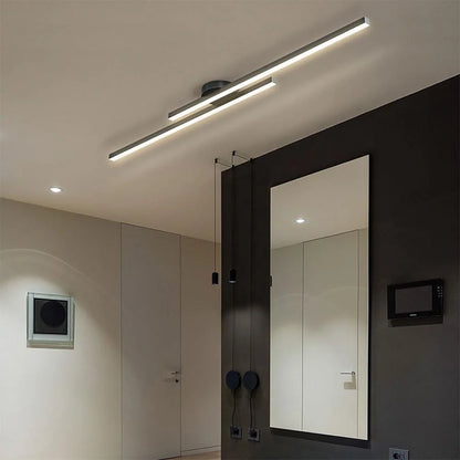 LED Ceiling Light Double Linear Semi-Flush Mount Selectable Light Settings