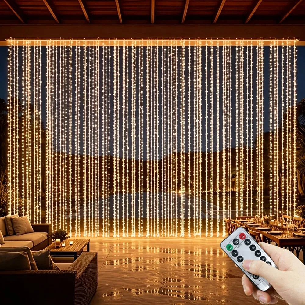 LED Curtain Lights 8 Modes USB-C Powered Remote Control