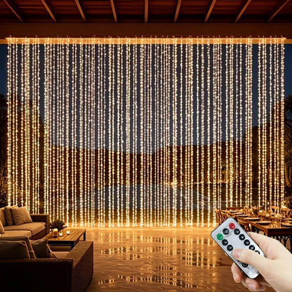 LED Curtain Lights 8 Modes USB-C Powered Remote Control