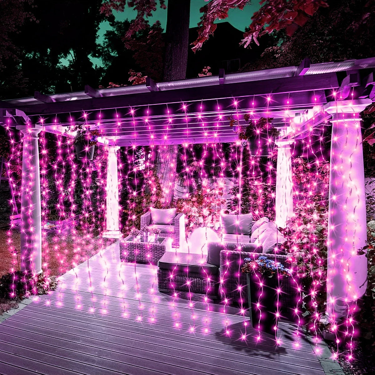 LED Curtain Lights 8 Modes USB-C Powered Remote Control