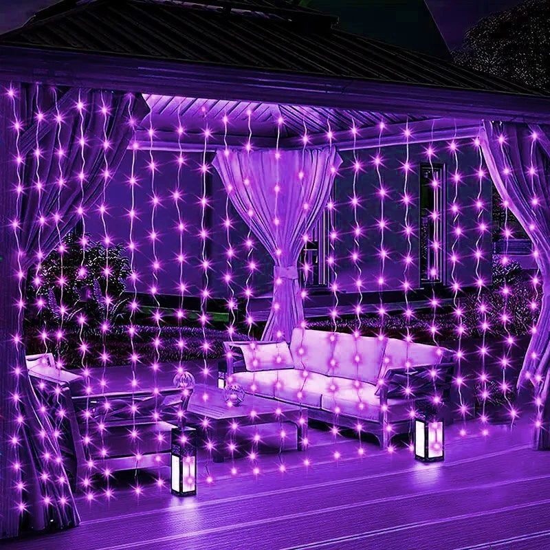 LED Curtain Lights 8 Modes USB-C Powered Remote Control