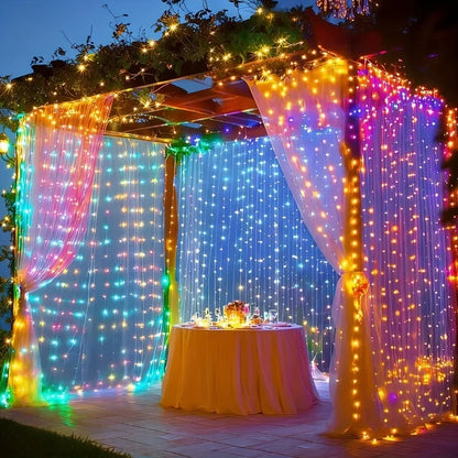 LED Curtain Lights 8 Modes USB-C Powered Remote Control