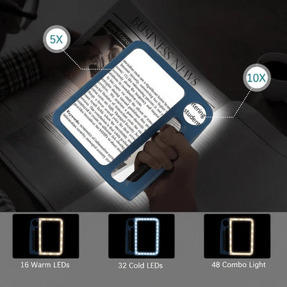 Magnifying Glass 5x/10x With 48 Adjustable LEDs
