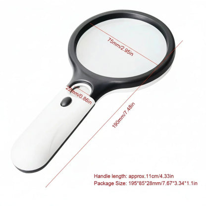 Magnifying Glass Dual Lens 3x & 45x LED Lighted Grip
