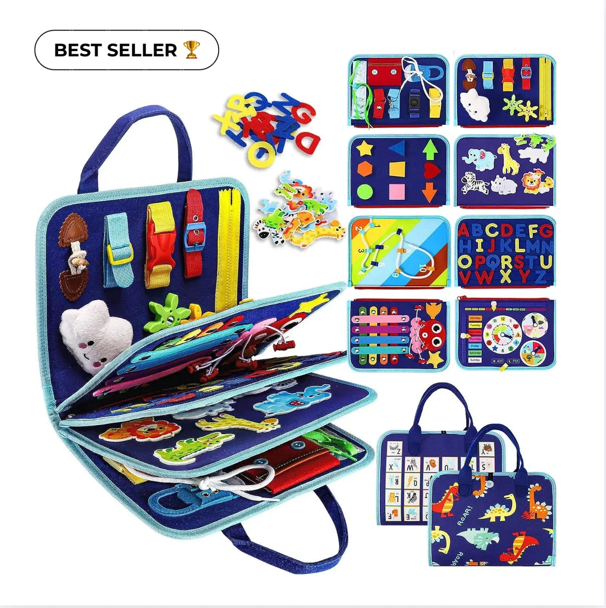Montessori Activity Book Felt 8 Interactive Pages for Dressing Skills & Learning