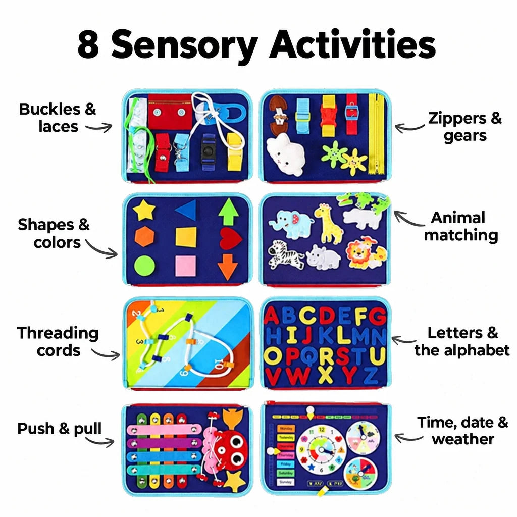 Montessori Activity Book Felt 8 Interactive Pages for Dressing Skills & Learning