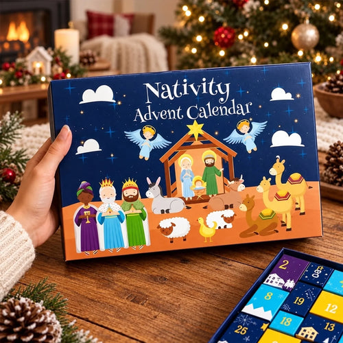 Nativity Advent Calendar 24-Day Countdown Colorful Scene