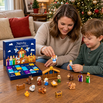 Nativity Advent Calendar 24-Day Countdown Colorful Scene