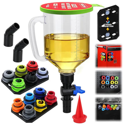 Oil Funnel Adapter Set Color-Coded 12-Piece With Magnetic Trays