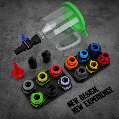 Oil Funnel Adapter Set Color-Coded 12-Piece With Magnetic Trays