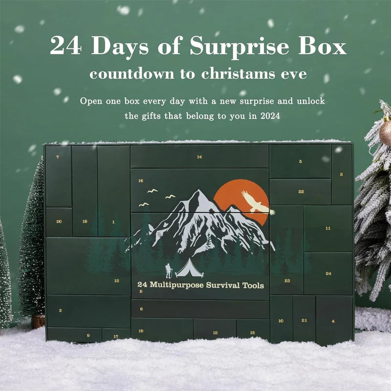 Outdoor Tool Advent Calendar 24 Compartments Compact Gear