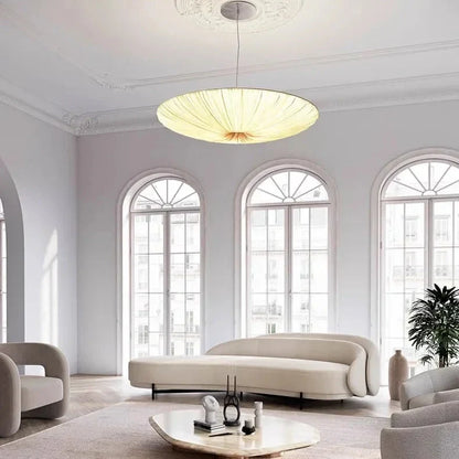 Pendant Light Pleated Fabric Shade Integrated LED