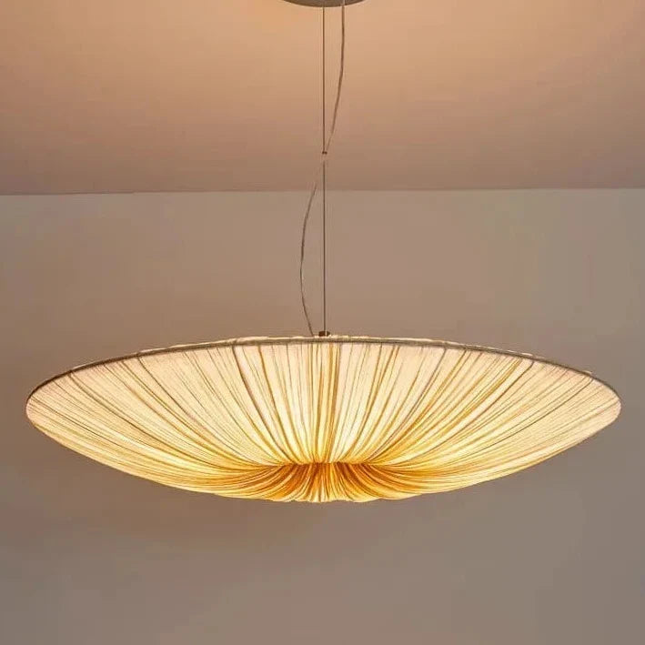 Pendant Light Pleated Fabric Shade Integrated LED