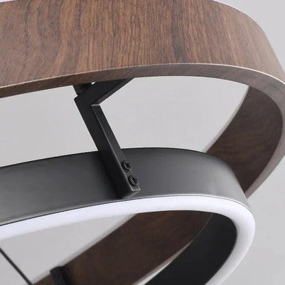 Pendant Light Round Wood-Look Dimmable With Remote Control