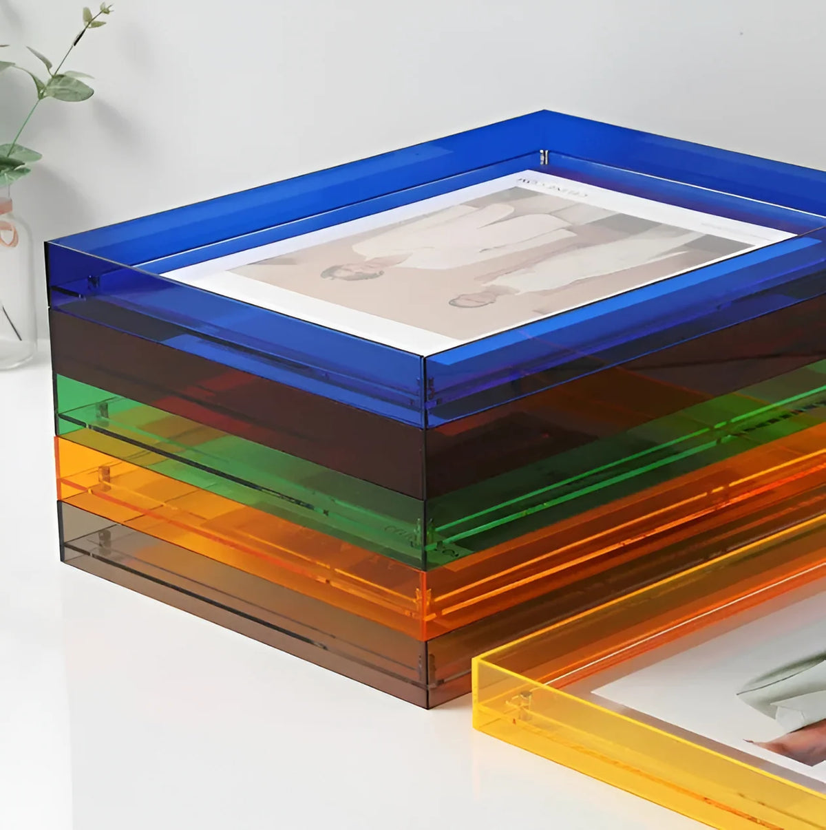 Photo Frame Transparent Acrylic Floating Display Desk & Wall Mounting