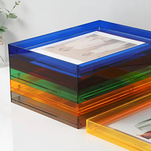 Photo Frame Transparent Acrylic Floating Display Desk & Wall Mounting
