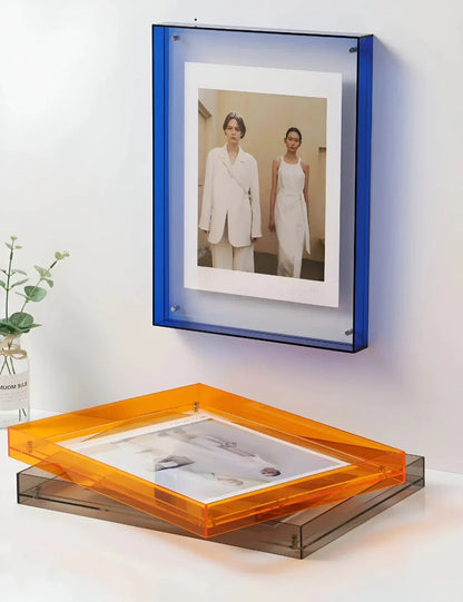 Photo Frame Transparent Acrylic Floating Display Desk & Wall Mounting