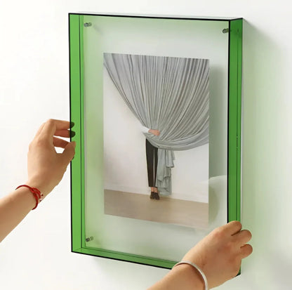 Photo Frame Transparent Acrylic Floating Display Desk & Wall Mounting