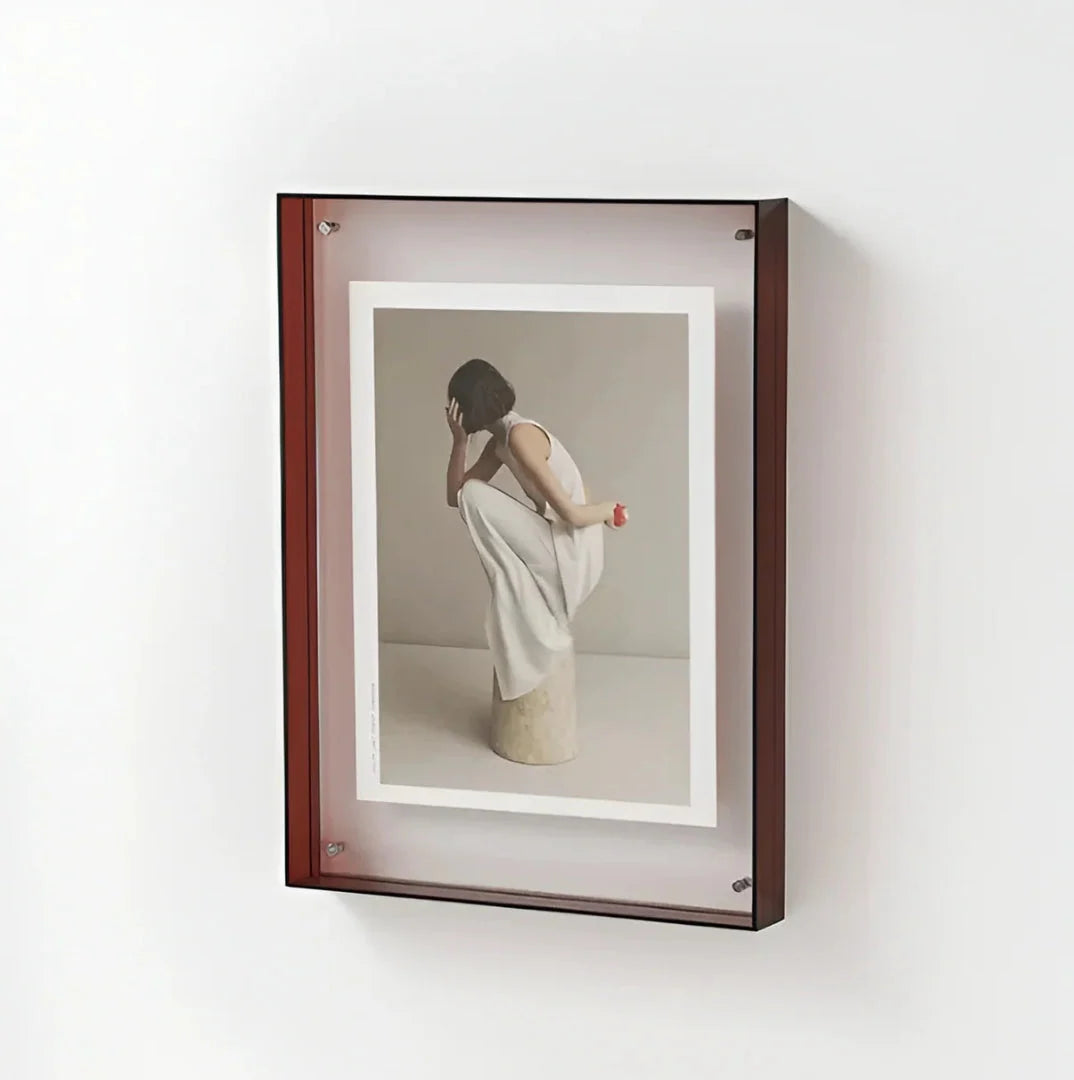 Photo Frame Transparent Acrylic Floating Display Desk & Wall Mounting