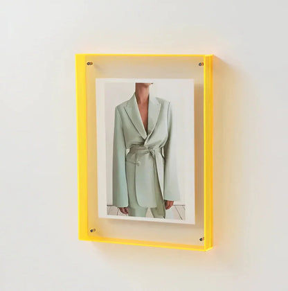 Photo Frame Transparent Acrylic Floating Display Desk & Wall Mounting