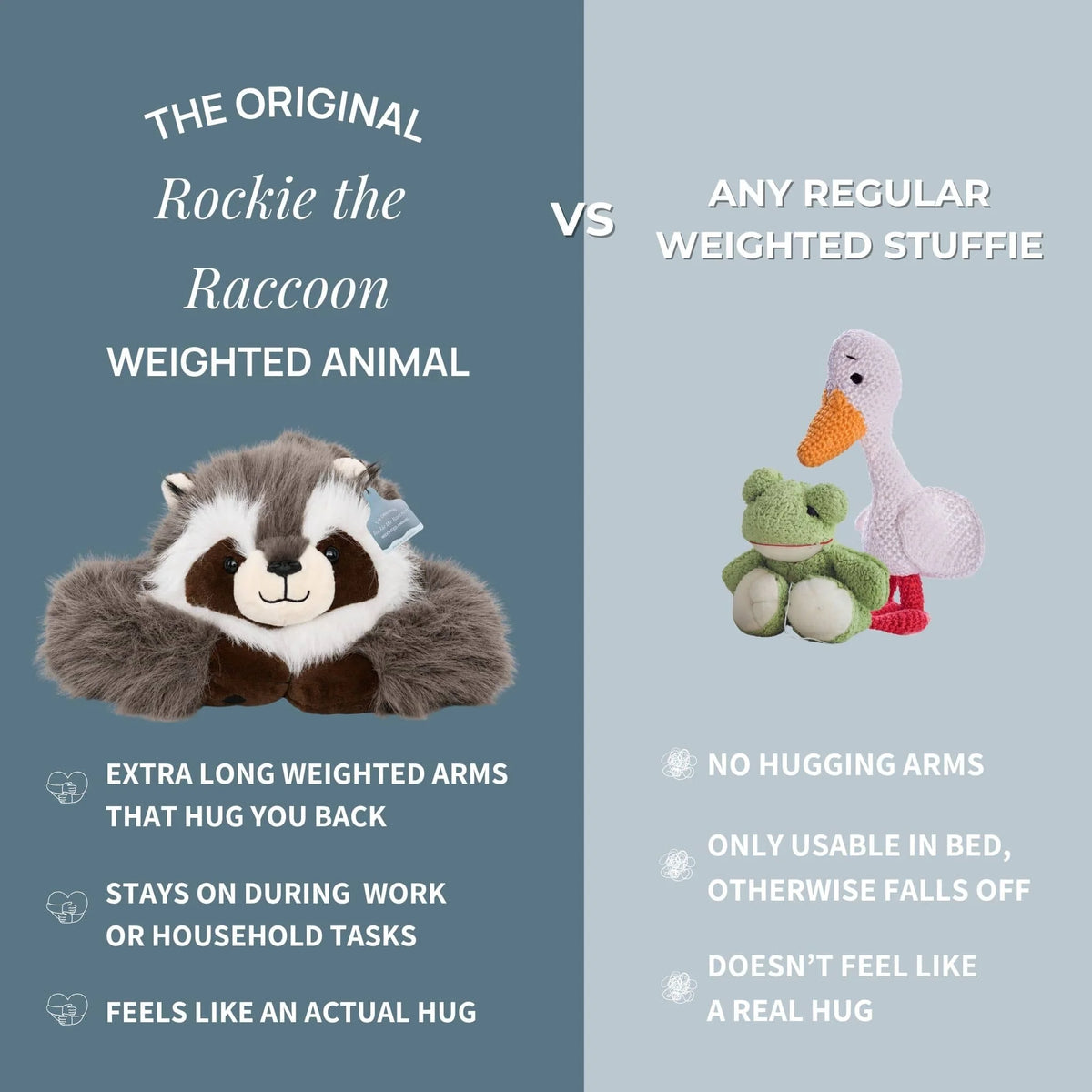 Raccoon Plush Weighted Extra-Long Arms