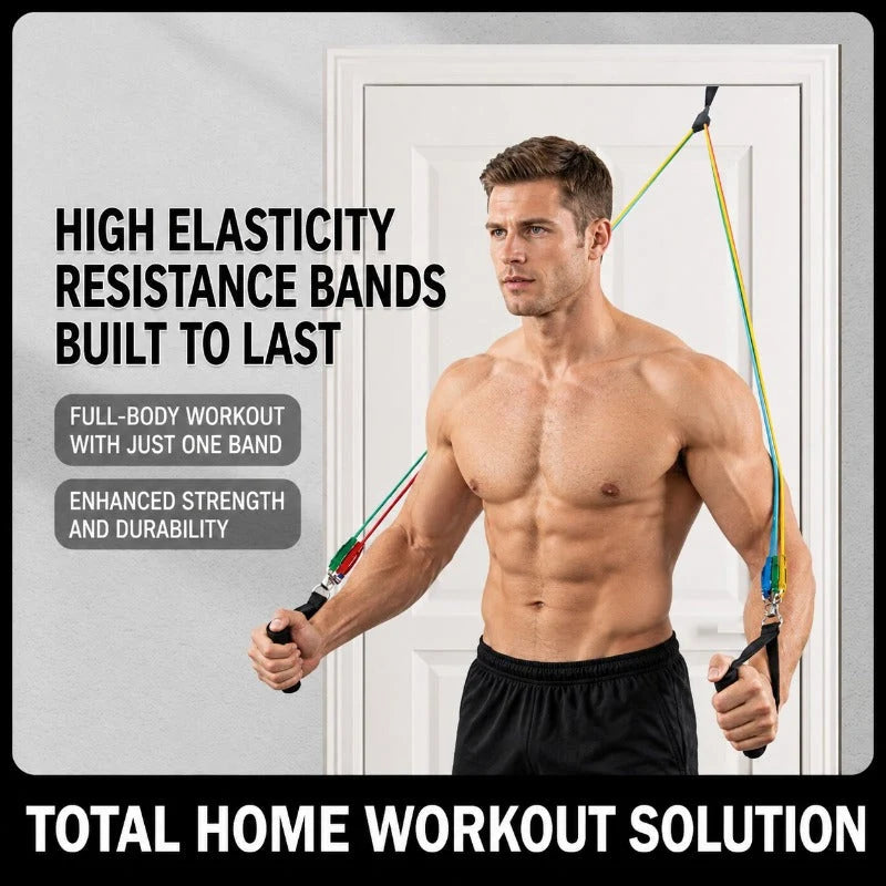 Resistance Band Set Stackable With Handles, Ankle Straps & Door Anchor