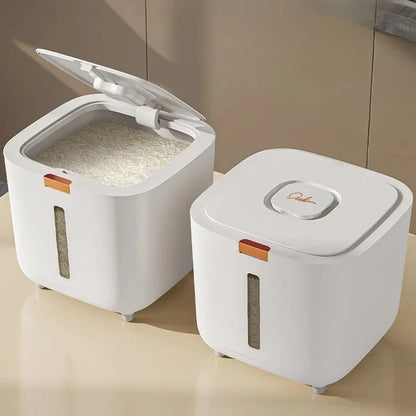 Rice Storage Bin Sealed Flip-Top Lid Clear Level Window