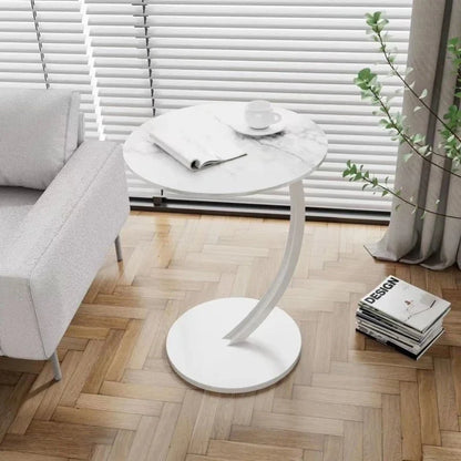 Side Table Round Wood And Steel Compact Design