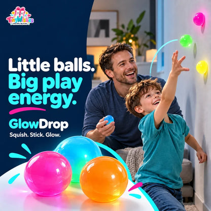 Sticky Toy Balls Glow Effect Assorted Colours