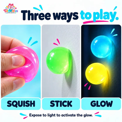 Sticky Toy Balls Glow Effect Assorted Colours