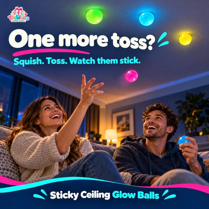 Sticky Toy Balls Glow Effect Assorted Colours