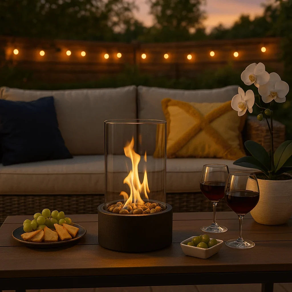 Tabletop Bioethanol Fireplace Clean-Burning Heat-Resistant Glass