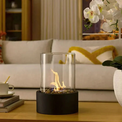 Tabletop Bioethanol Fireplace Clean-Burning Heat-Resistant Glass