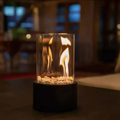 Tabletop Bioethanol Fireplace Clean-Burning Heat-Resistant Glass