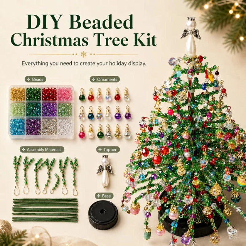 Tabletop Tree Craft Kit Multicolor Beads Angel Topper