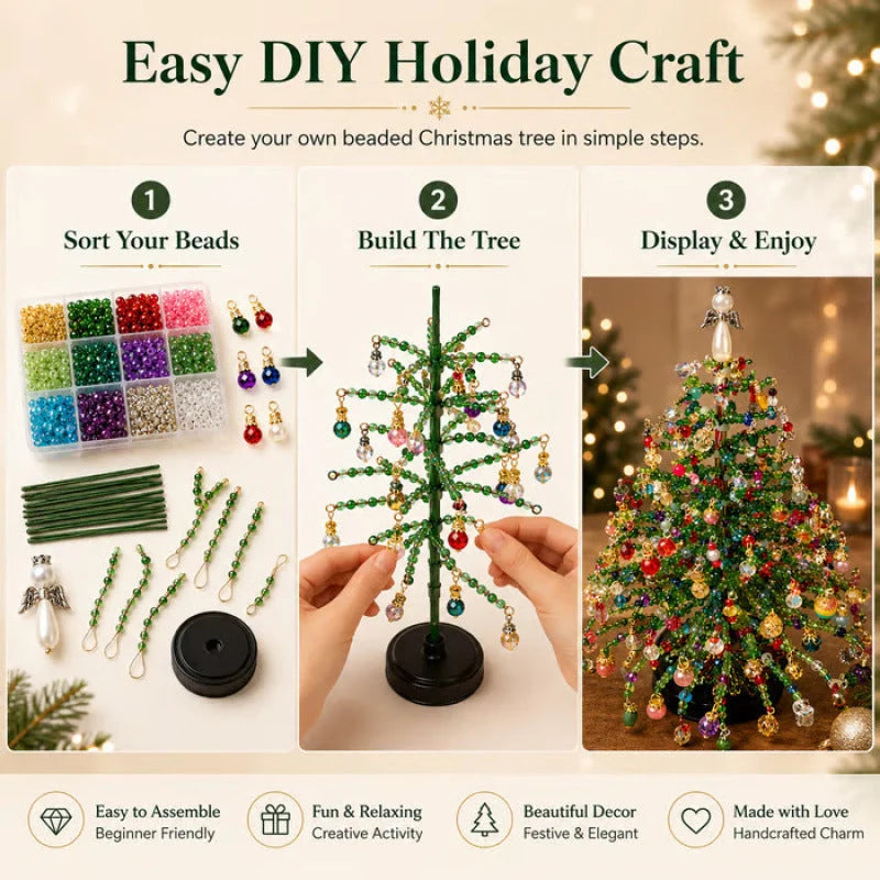 Tabletop Tree Craft Kit Multicolor Beads Angel Topper