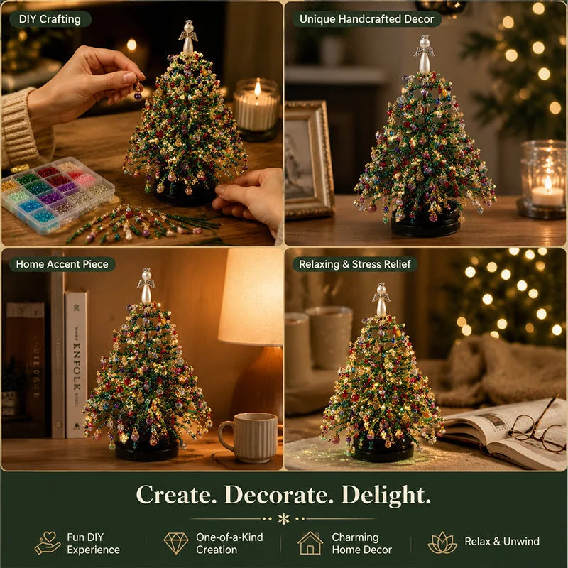 Tabletop Tree Craft Kit Multicolor Beads Angel Topper