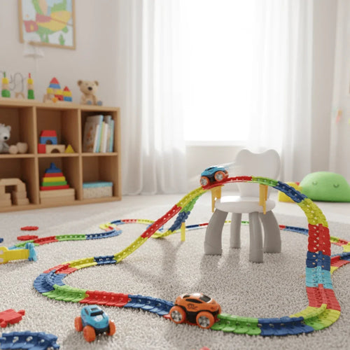 Toy Race Track Set Flexible Curves & Loops