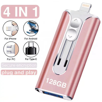 USB Flash Drive 4-In-1 USB 3.0 High-Speed File Transfer