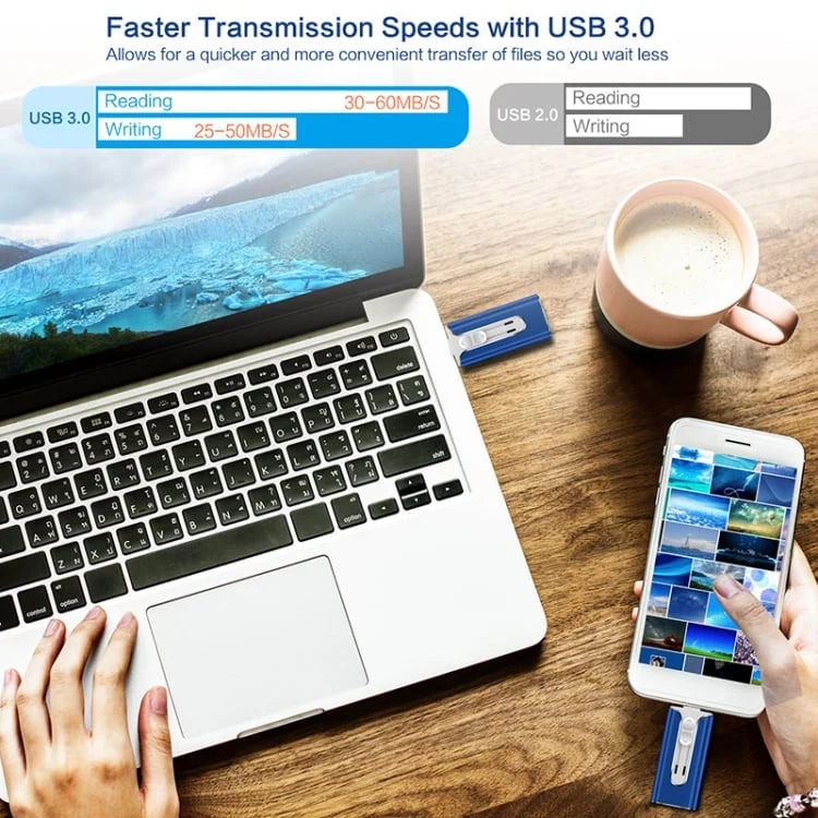 USB Flash Drive 4-In-1 USB 3.0 High-Speed File Transfer