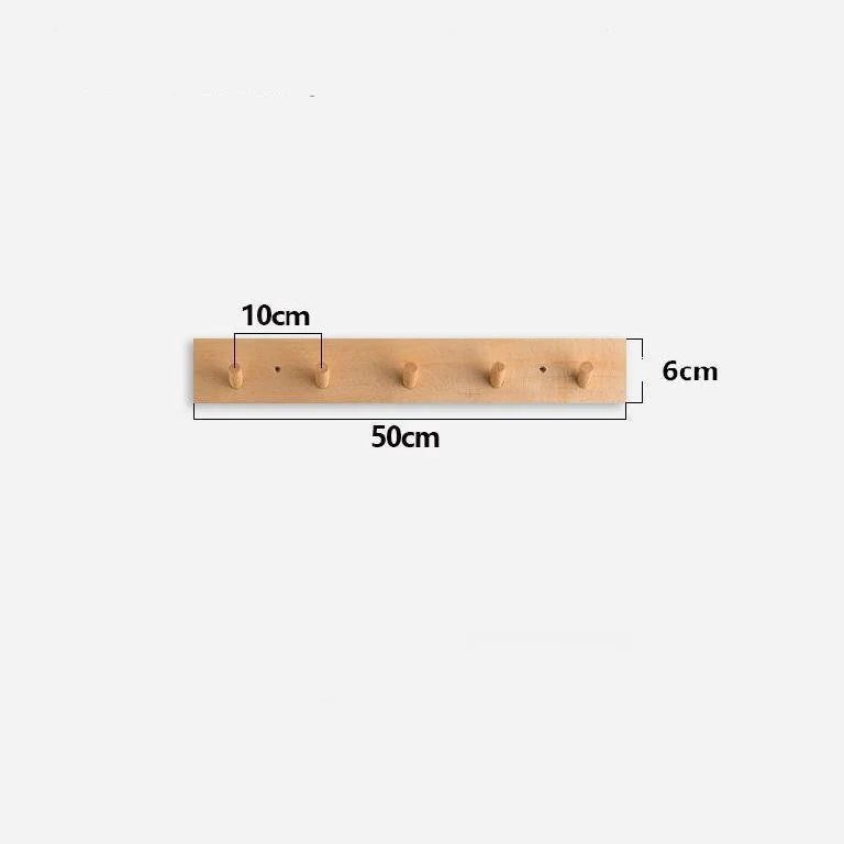 Wall Coat Rack Solid Wood Rounded Peg Hooks 4-6 Hook Options