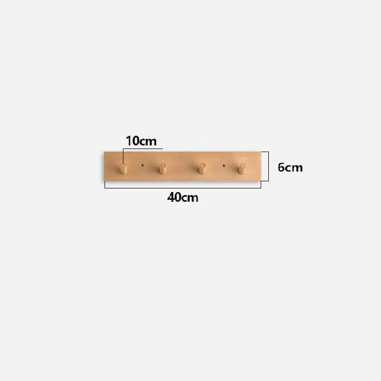 Wall Coat Rack Solid Wood Rounded Peg Hooks 4-6 Hook Options