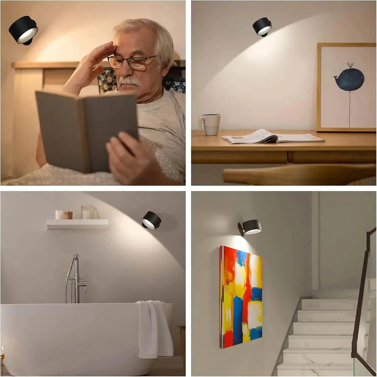 Wall Light Cordless LED Remote Control Rechargeable USB-C