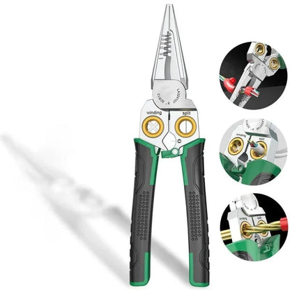 Wire Stripping Pliers 7-in-1 Adjustable Depth Spring-Loaded Handles