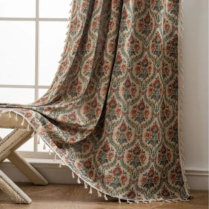 Elegant Floral Tassel Curtain Panel for Timeless Style