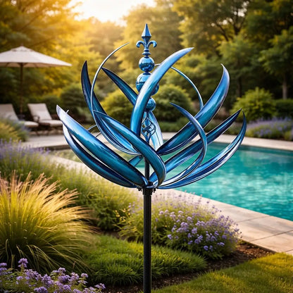 Elegant Flower-Shaped Metal Wind Spinner for Gardens