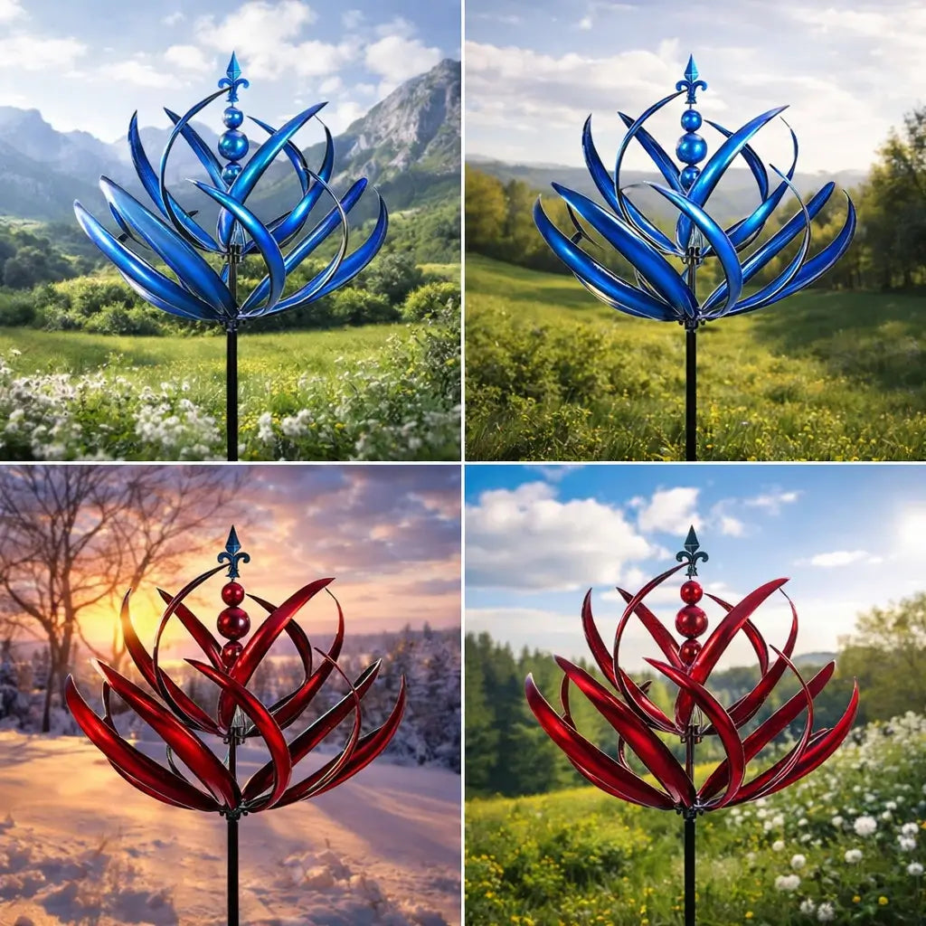 Elegant Flower-Shaped Metal Wind Spinner for Gardens
