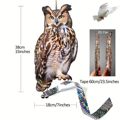 Lifelike Owl Repellent Figurine for Outdoor Spaces
